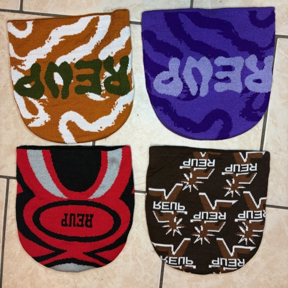Colorful Knit Beanies with Graphic Designs